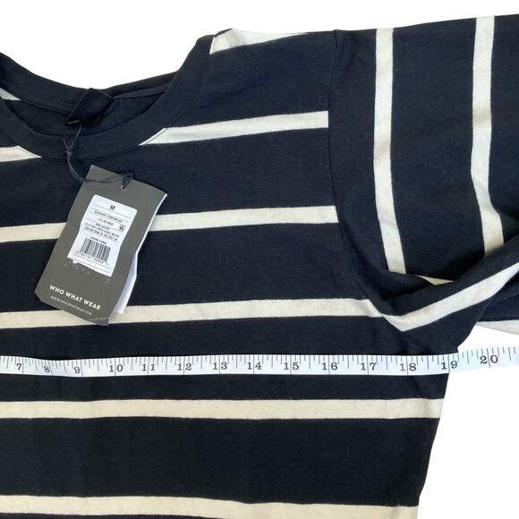Who What Wear NWT Sz M Black & White Striped Midi Dress Butterfly Sleeves - Picture 13 of 15